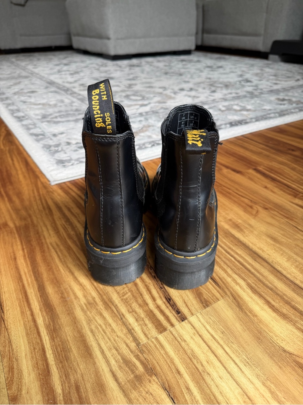 Black Platform Doc Marten Chelsea Boots - Picture 3 of 6